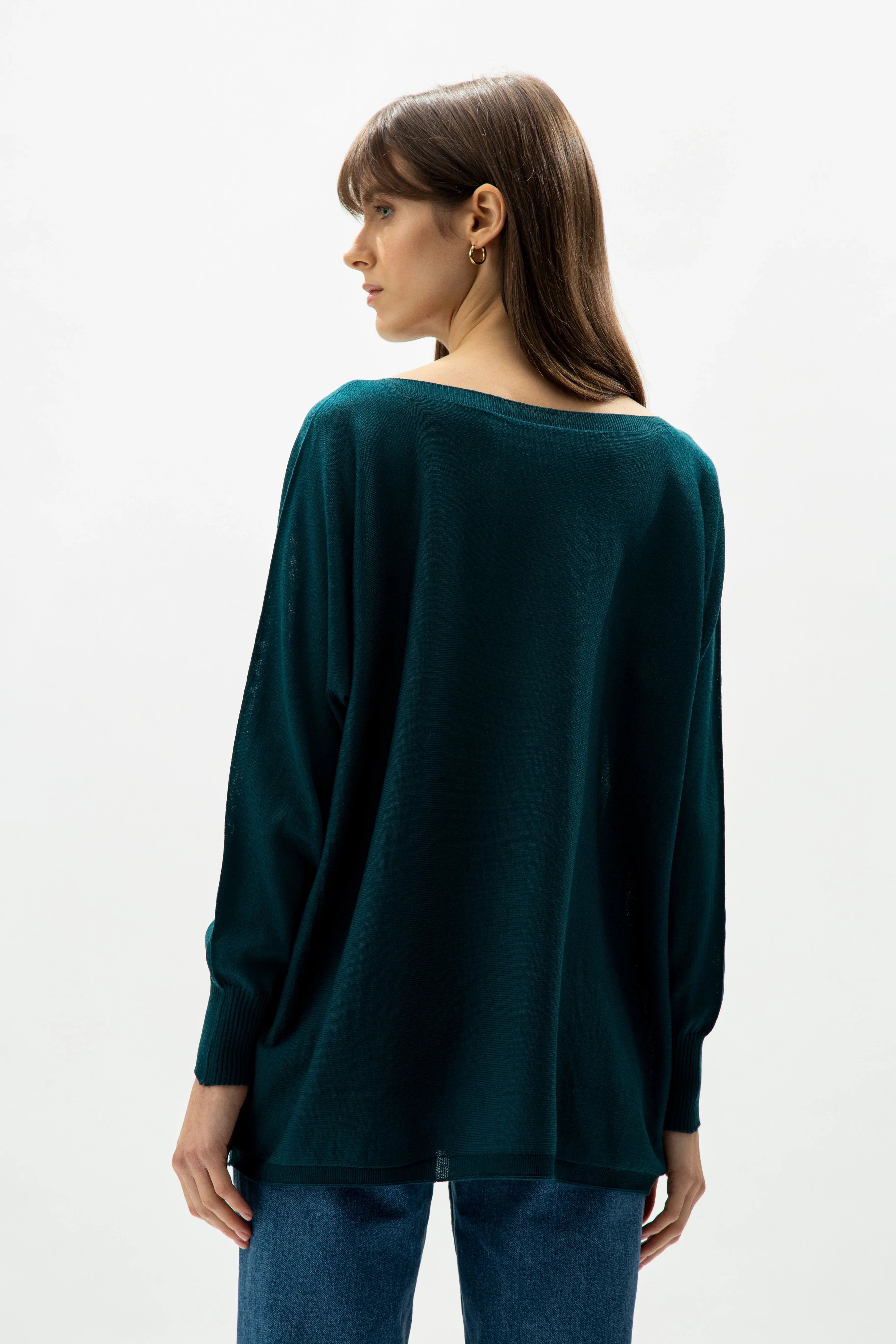 Maglione Extra Fine Merino Wool Boat Neck Oversized (3D-Knit) - Nibe Clothing