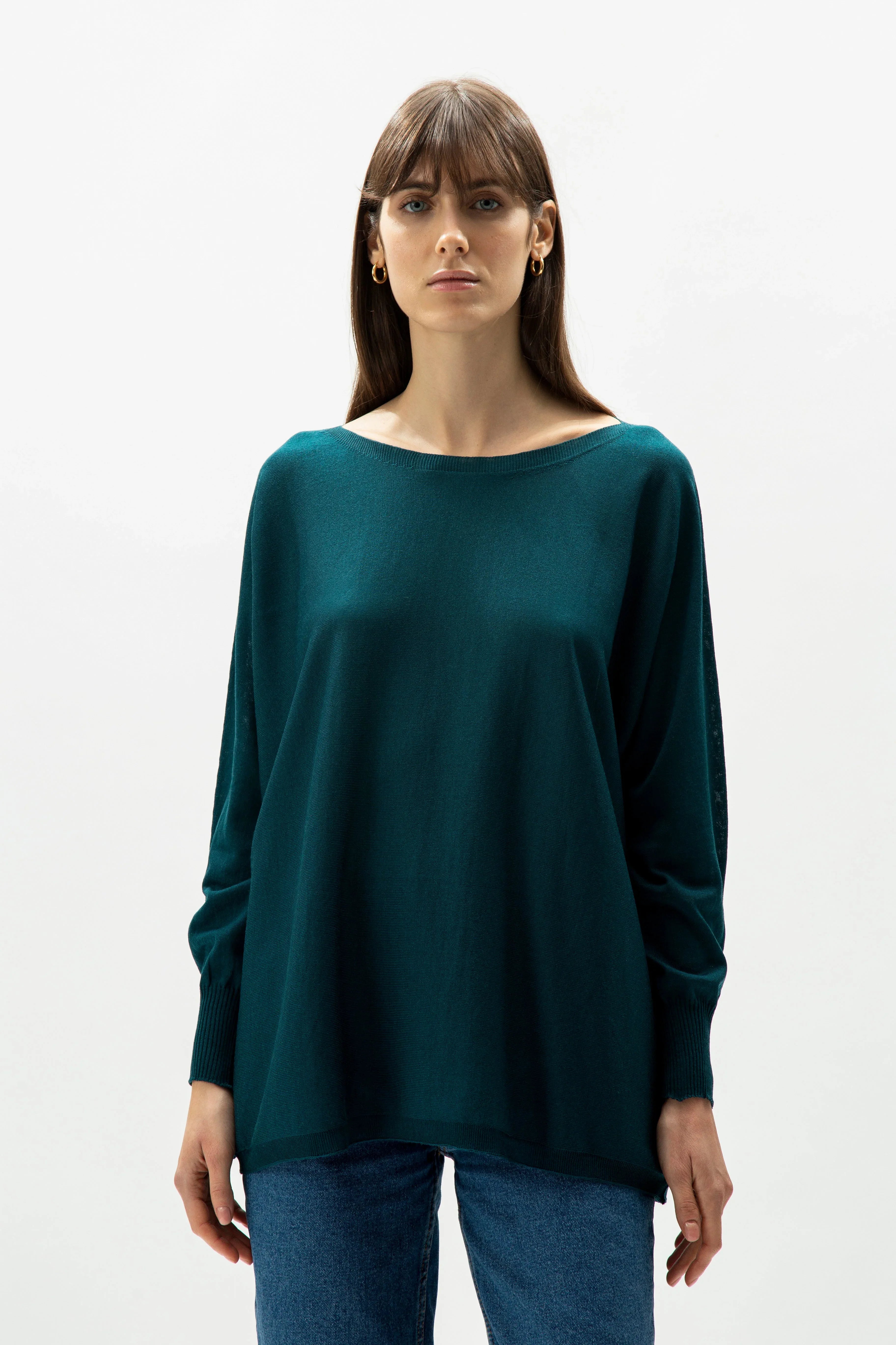 Maglione Extra Fine Merino Wool Boat Neck Oversized (3D-Knit) - Nibe Clothing