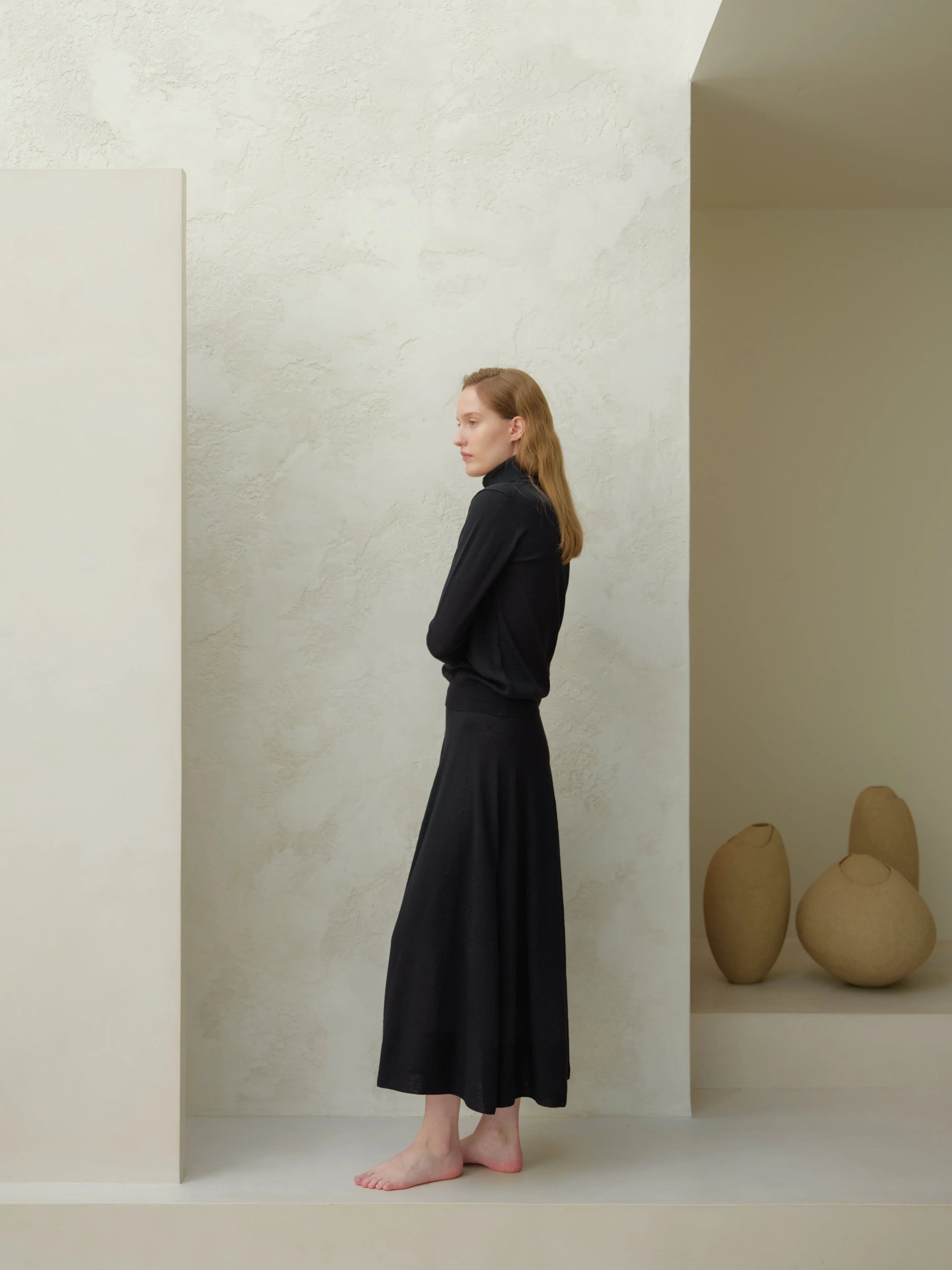 Gonna Extra Fine Merino Wool A-Line (3D-Knit) - Nibe Clothing