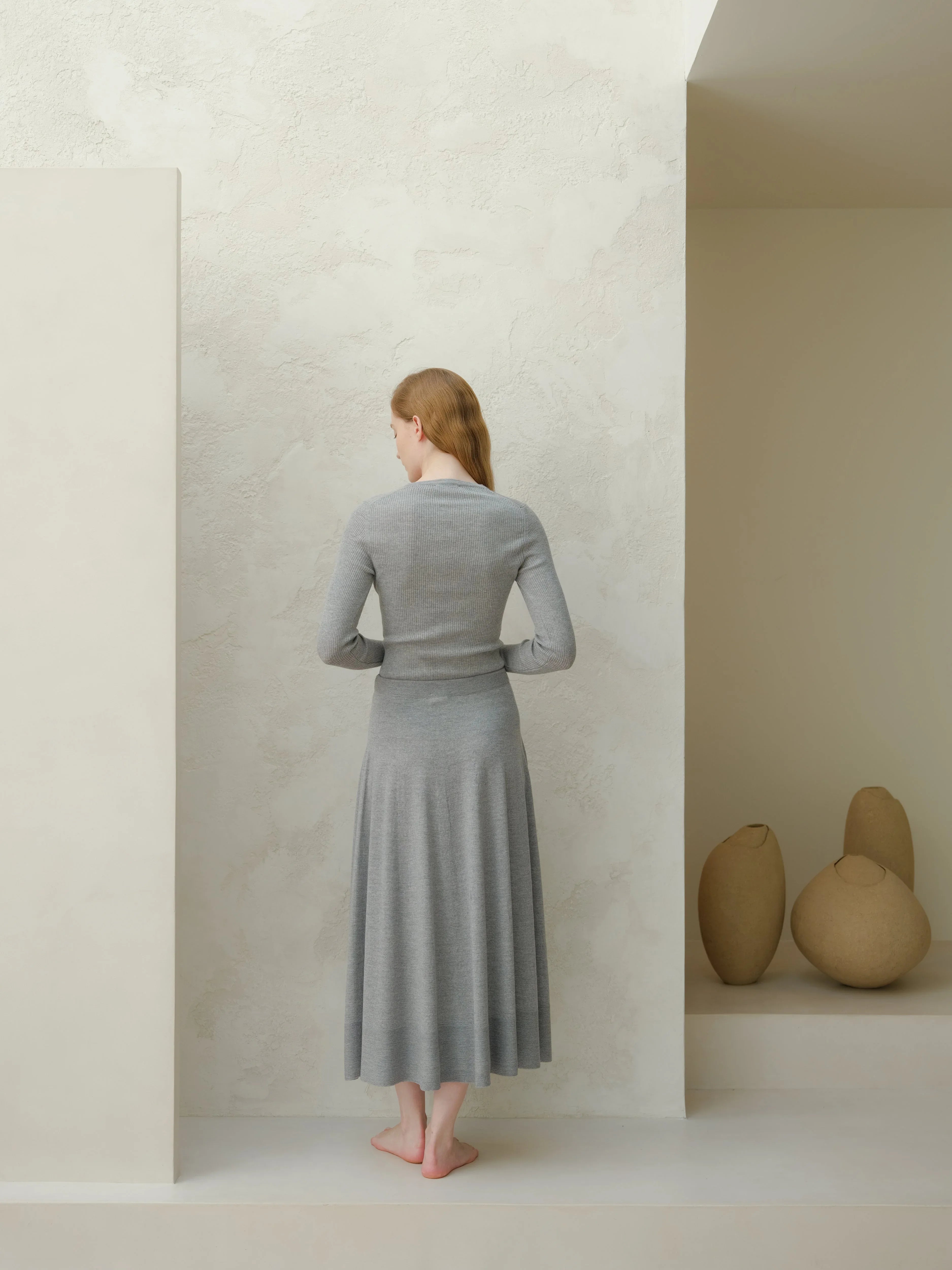 Gonna Extra Fine Merino Wool A-Line (3D-Knit) - Nibe Clothing