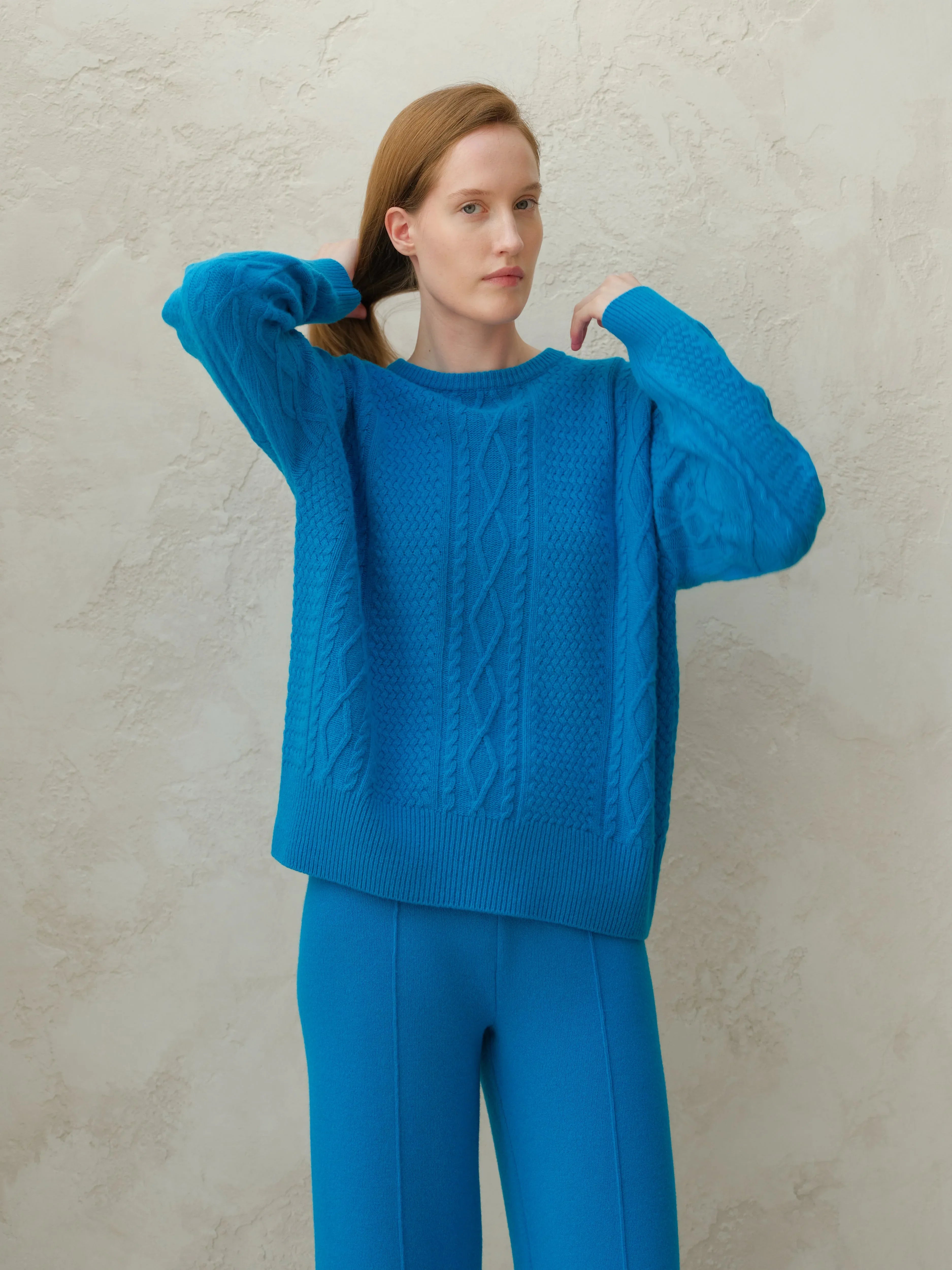 Maglione girocollo Cashmere Mix Fisherman - Nibe Clothing