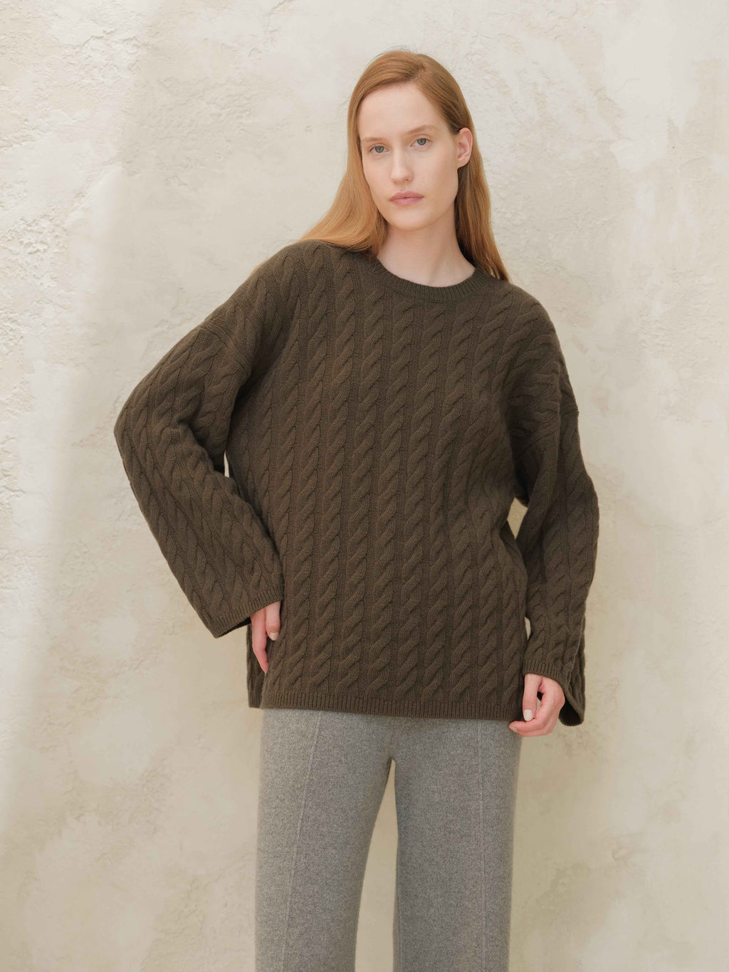 Maxi Cable-Knit Sweater in Cashmere Mix