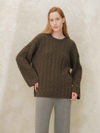 Maxi Cable-Knit Sweater in Cashmere Mix