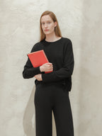Maglia girocollo in misto cashmere