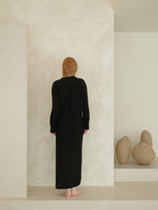Gonna lunga a vita alta in misto cashmere con spacco laterale (3D-knit)