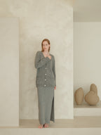 Maxi cardigan with V-neck in cashmere blend