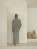 Cardigan maxi con scollo a V in misto cashmere