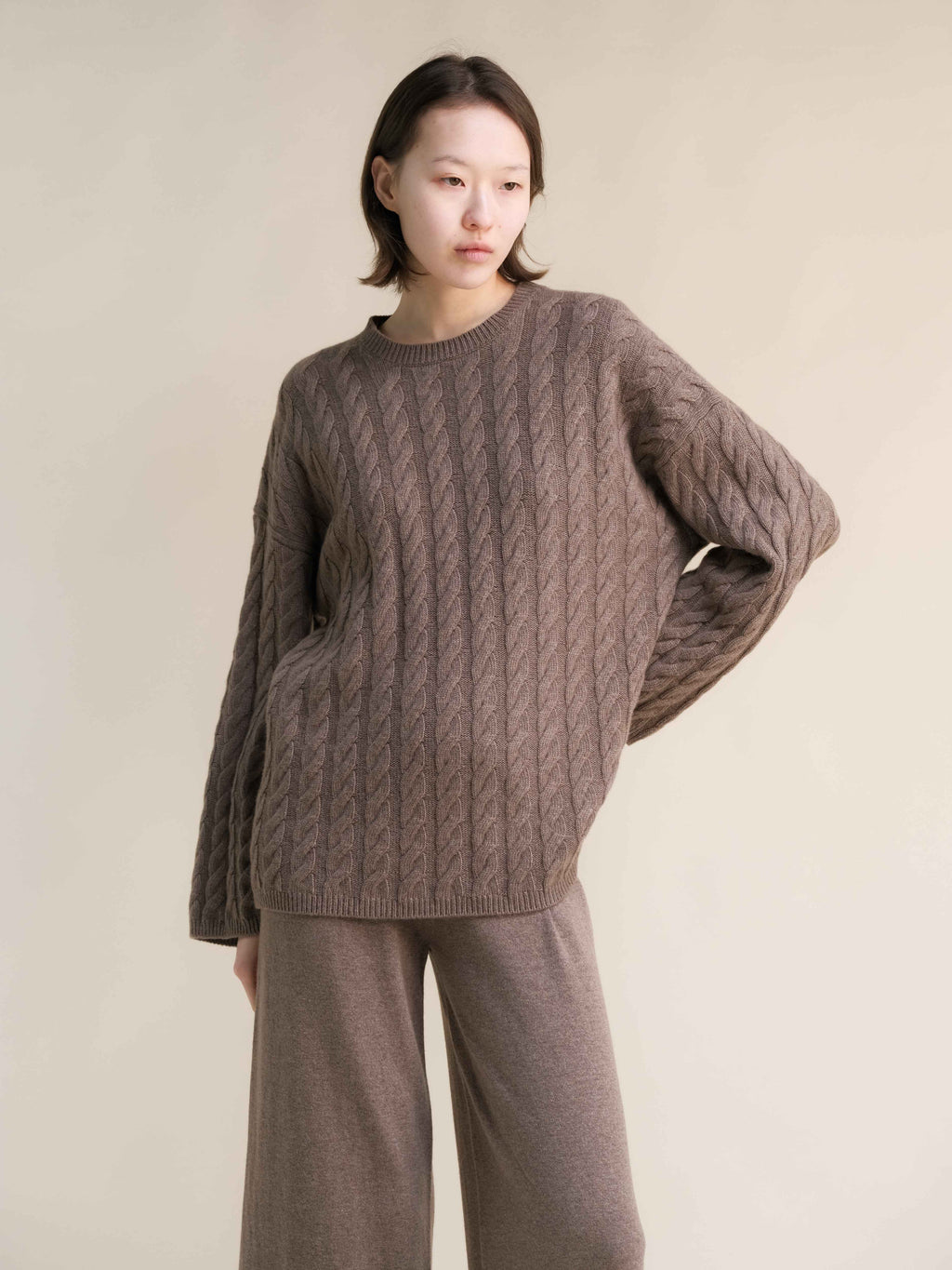 Maxi Cable-Knit Sweater in Cashmere Mix