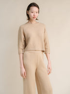 Short 3/4 sleeve cashmere blend sweater