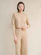 Cashmere Mix Cropped Cardigan (3D-Knit)