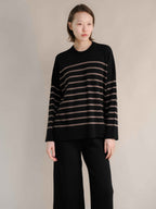 Cashmere Mix Striped Crewneck Sweater
