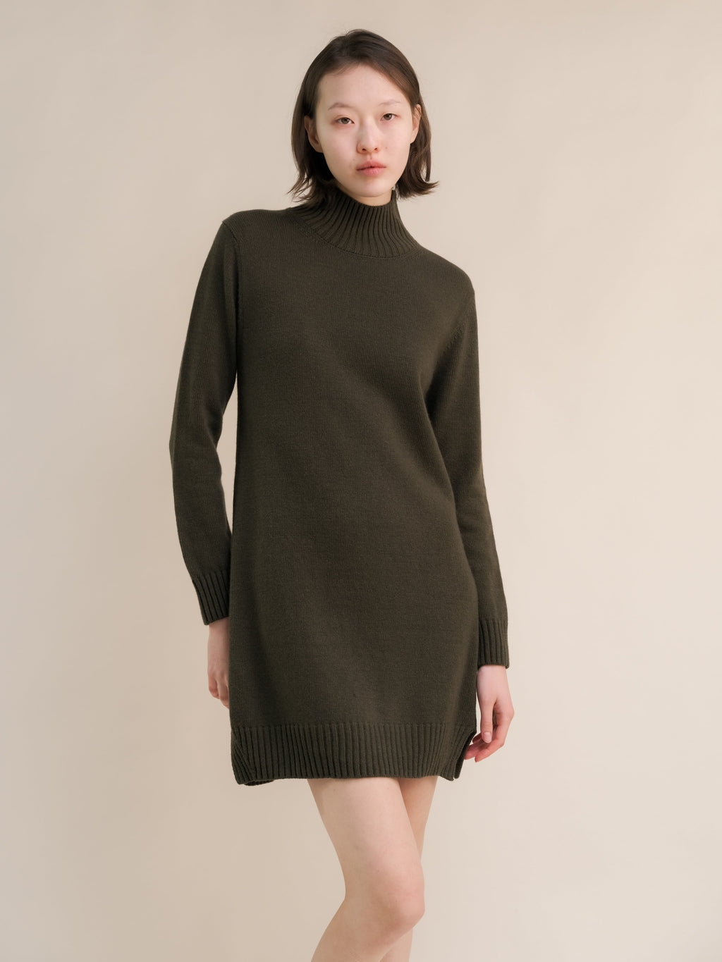 Abito midi a collo alto in misto cashmere