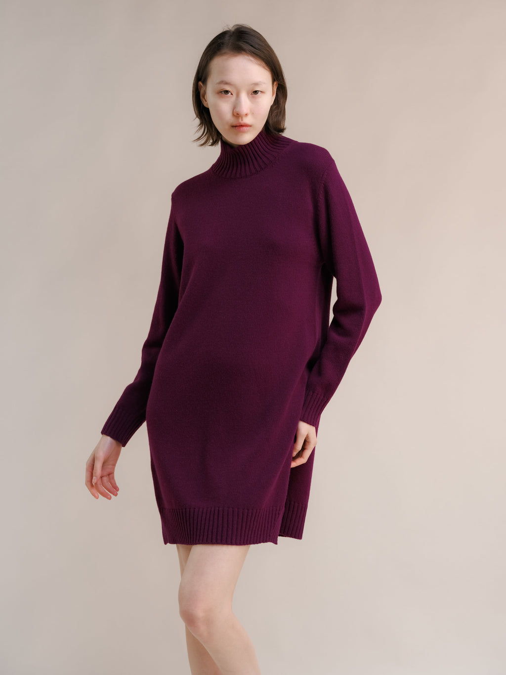 Abito midi a collo alto in misto cashmere
