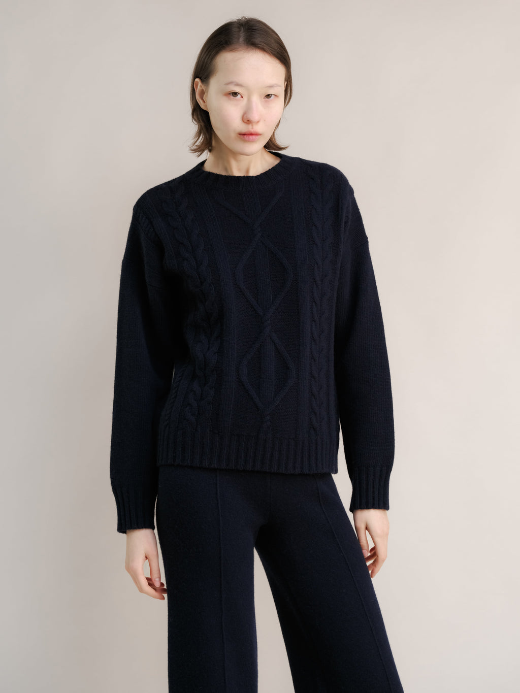 Cashmere blend cable knit sweater
