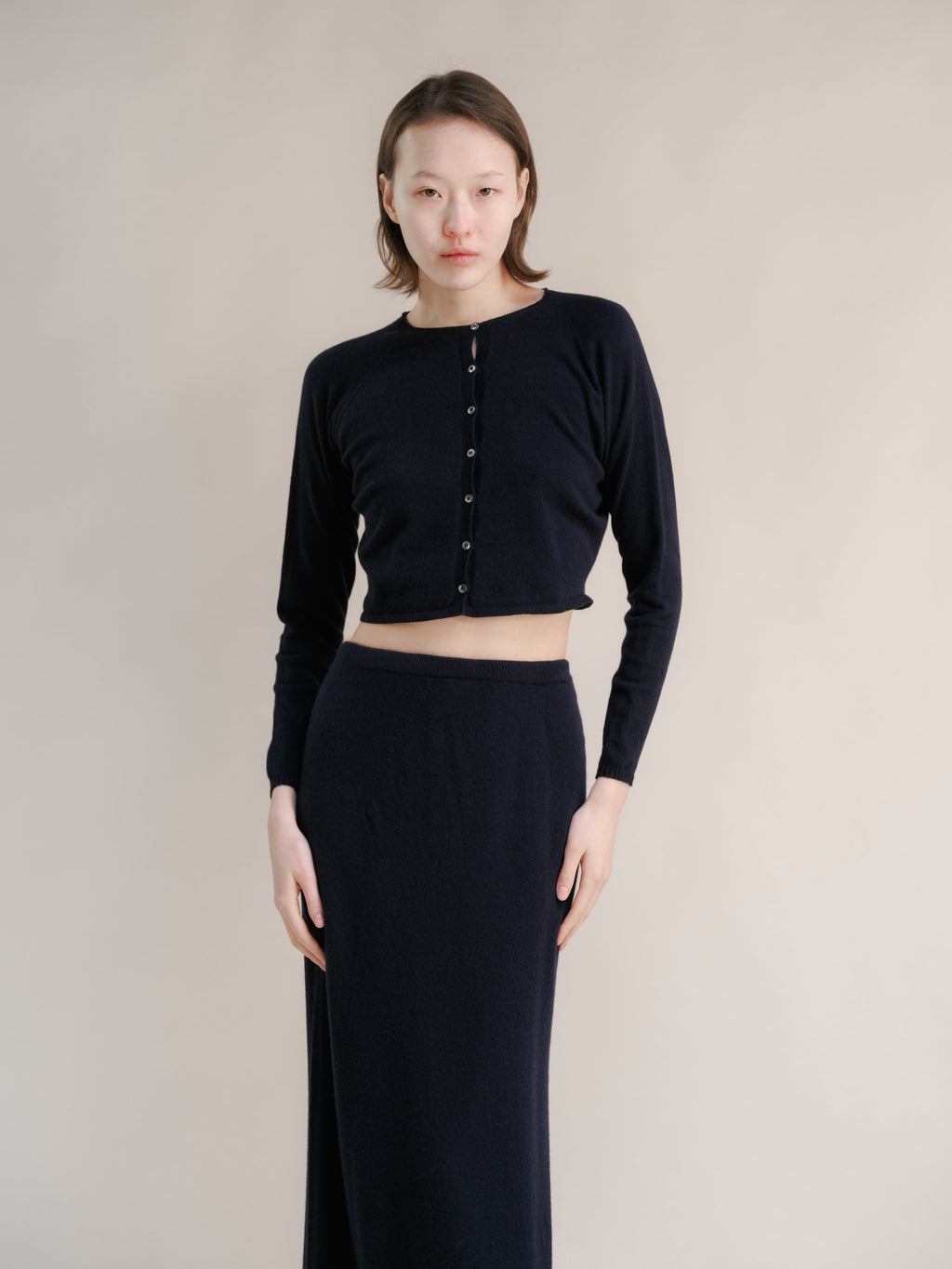 Cardigan corto in misto cashmere (3D-Knit)