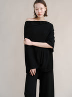 Cashmere Mix Asymmetric Poncho