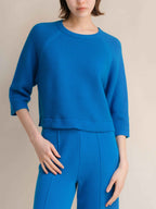 Cashmere Mix Cropped 3/4 Sleeve Pullover