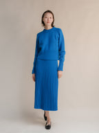 Cashmere Mix Roll-Up Cuff Crewneck Sweater