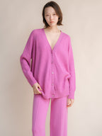 Long ribbed cashmere blend cardigan