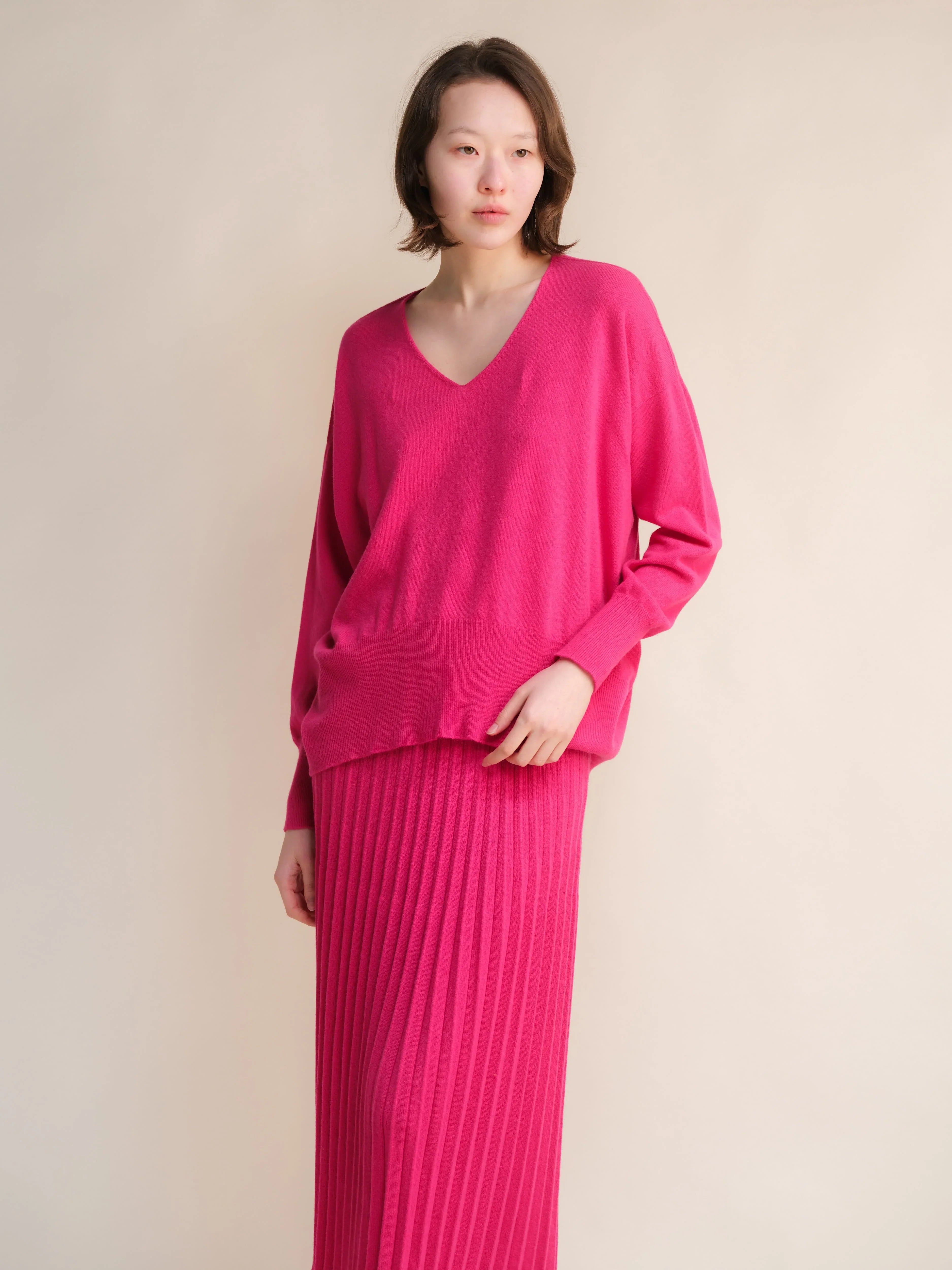 Maglione Cashmere Mix Maxi V-Neck - Nibe Clothing