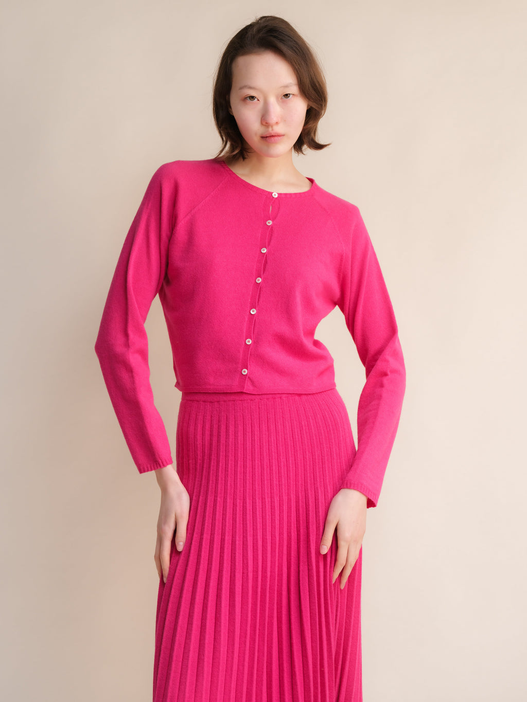 Cardigan corto in misto cashmere (3D-Knit)