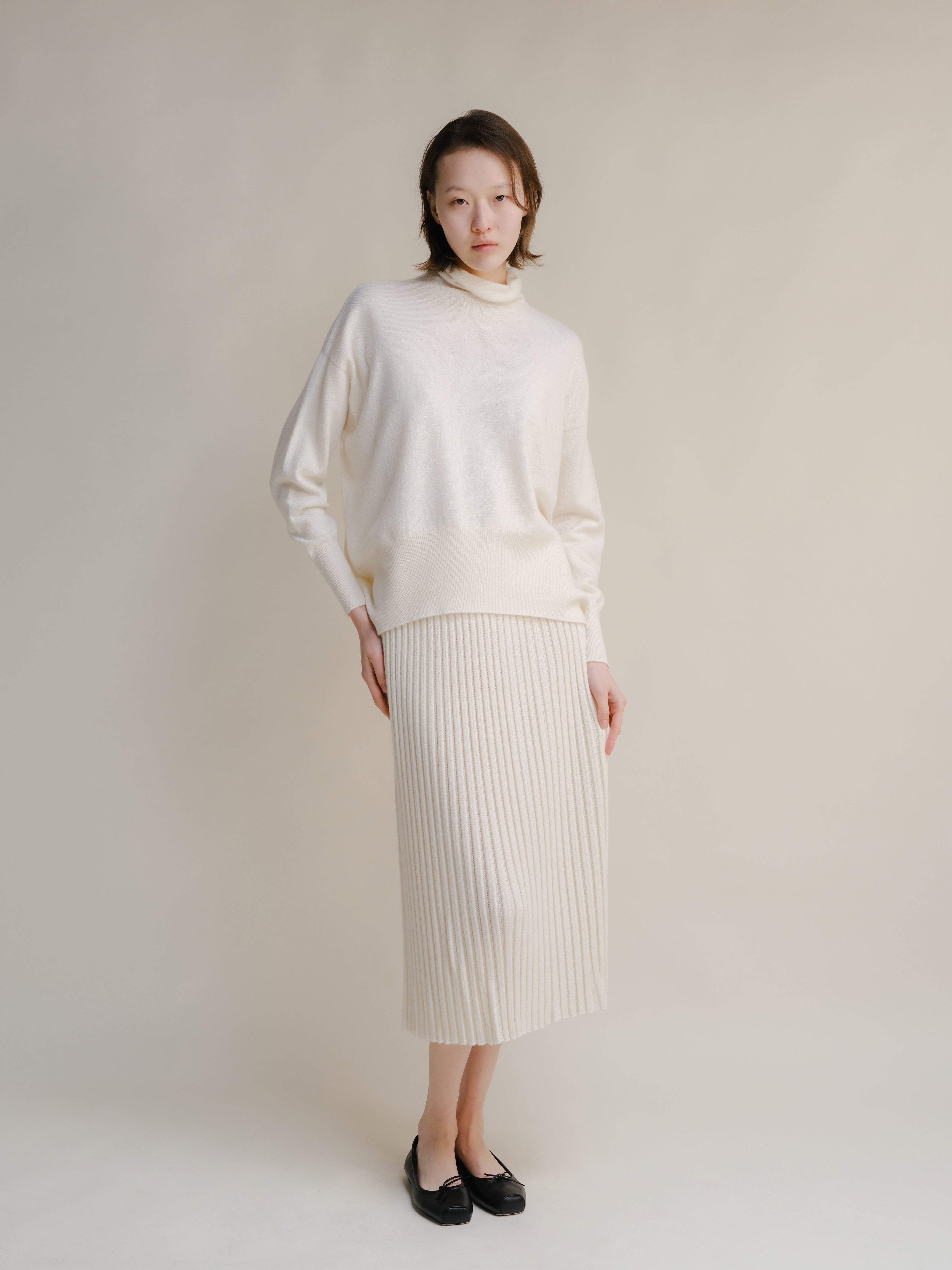 Cashmere Mix Perforated Skirt (3D-Knit)