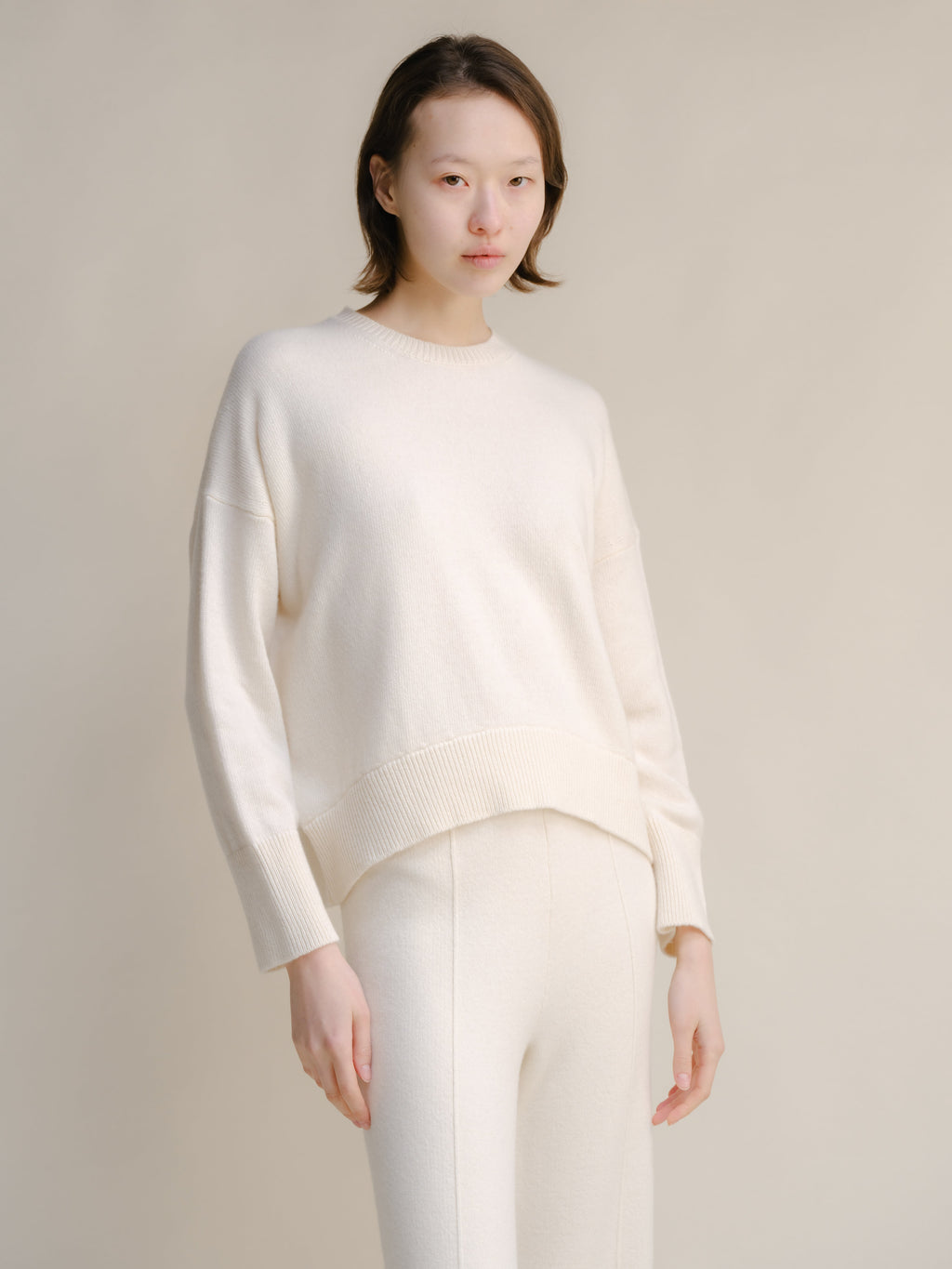 Maglia girocollo in misto cashmere