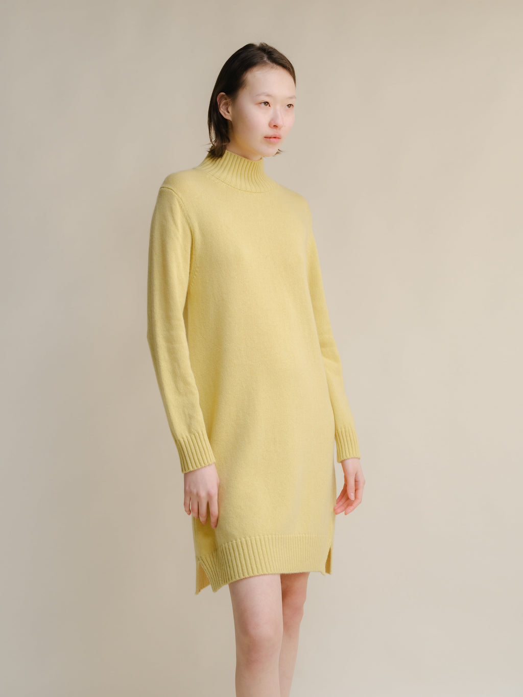 Abito midi a collo alto in misto cashmere