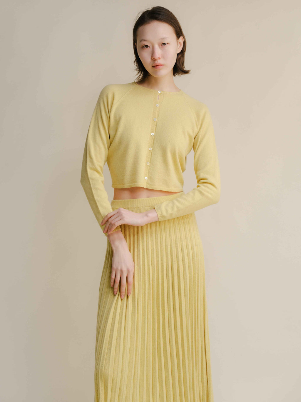 Cashmere Mix Cropped Cardigan (3D-Knit)