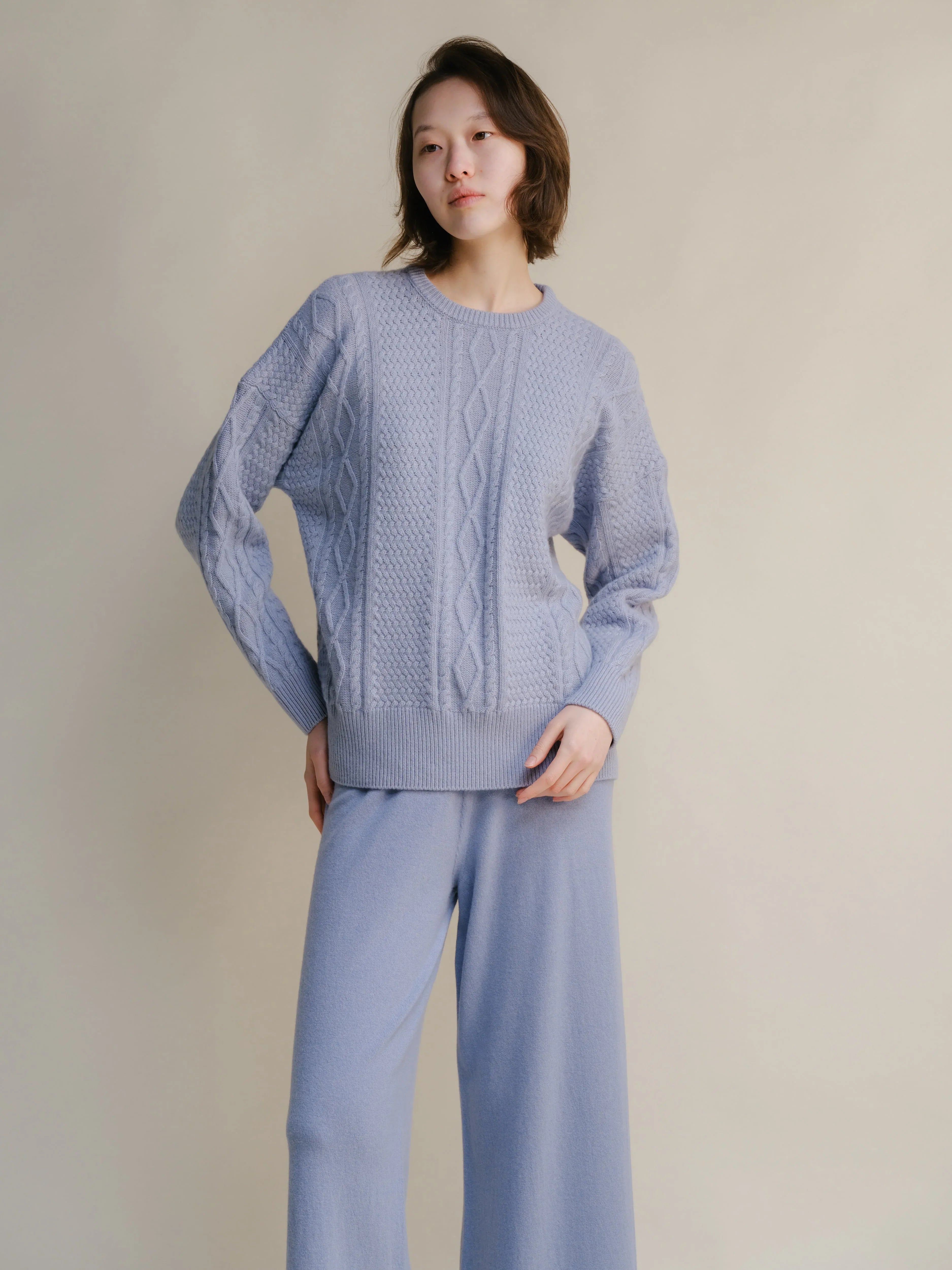 Maglione girocollo Cashmere Mix Fisherman - Nibe Clothing