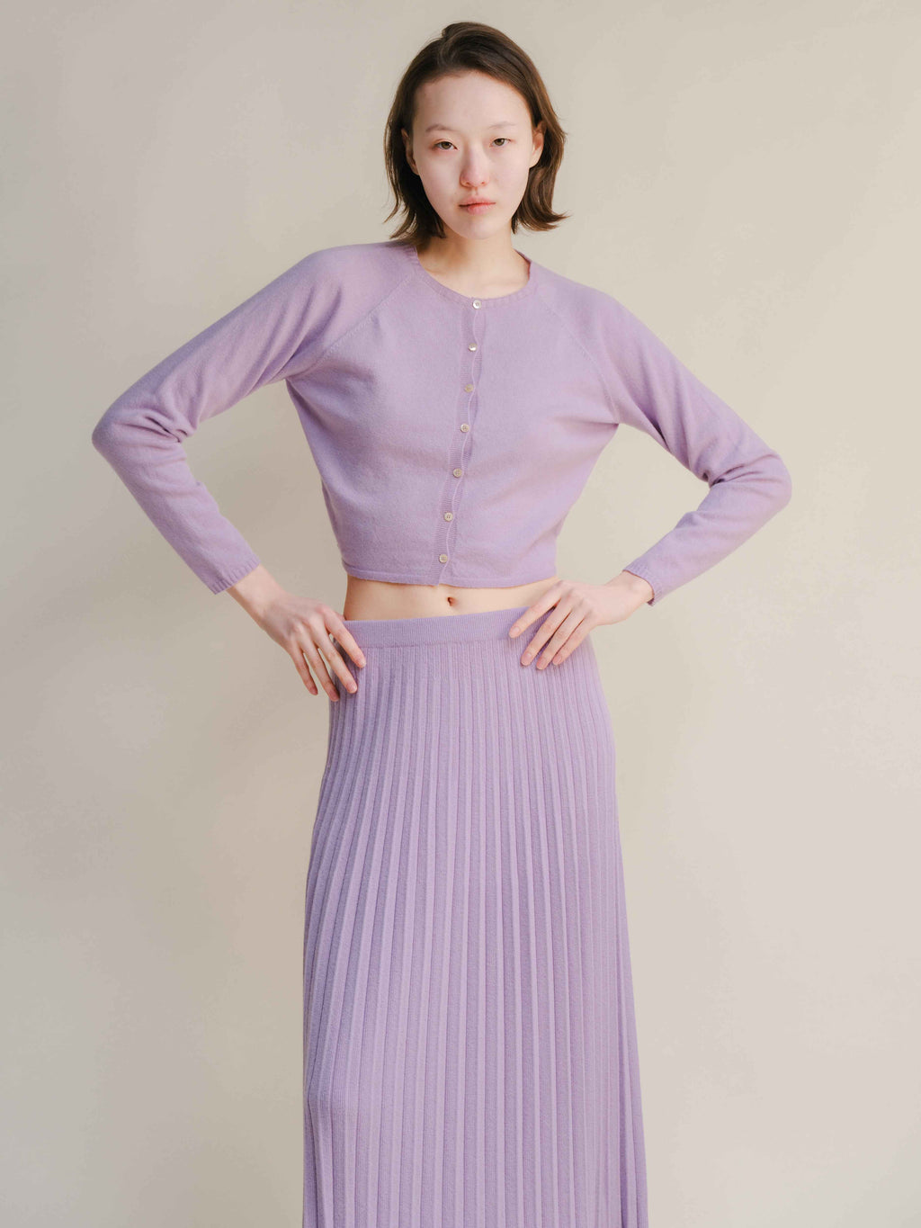 Cashmere Mix Cropped Cardigan (3D-Knit)