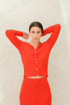 Cardigan in lana merino extrafine con scollo a V