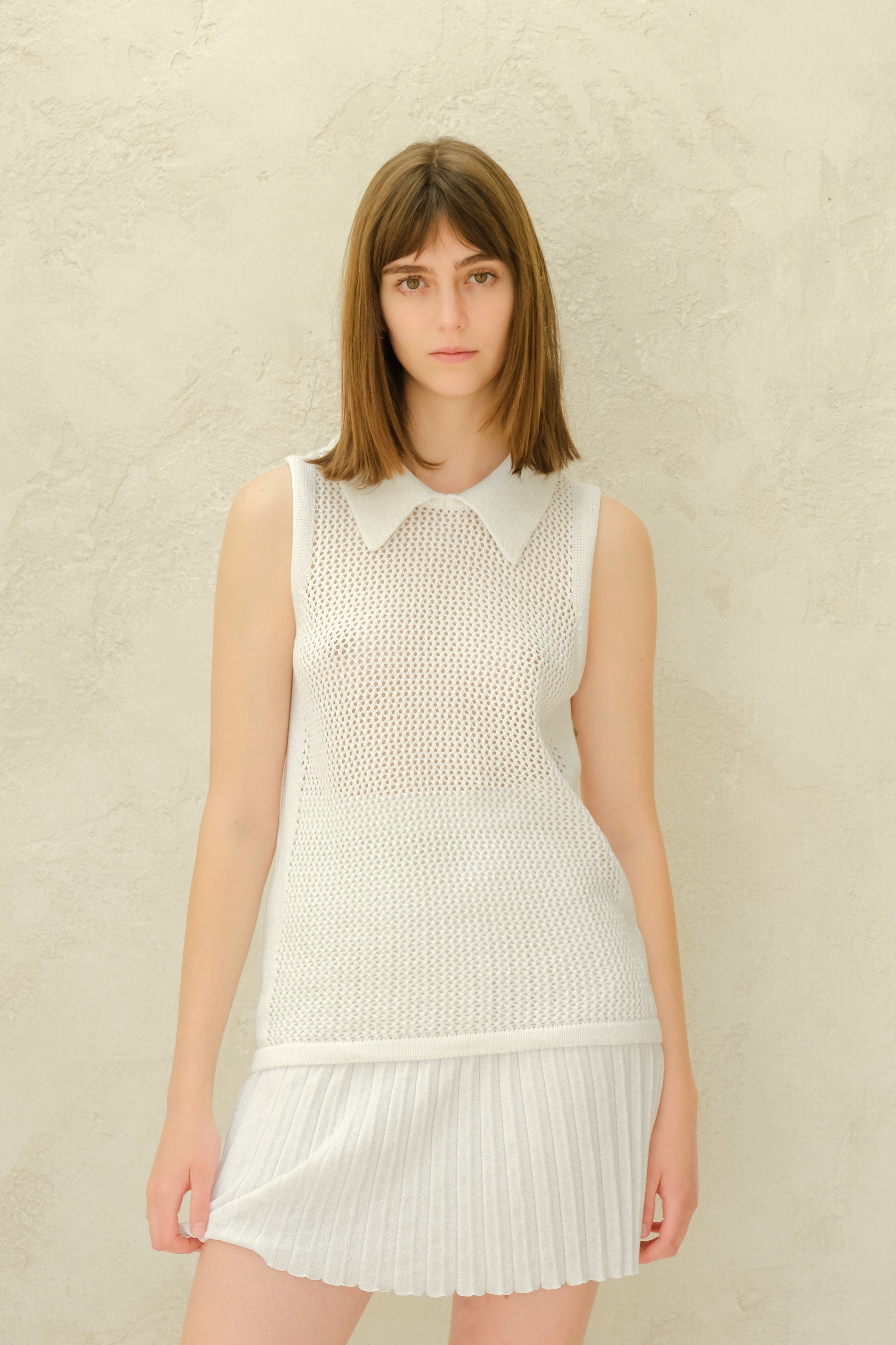 Fine Cotton Crochet Tank Polo