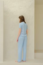 Pantaloni in cotone plissettato fine (3D-knit)