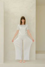 Pantaloni in cotone plissettato fine (3D-knit)