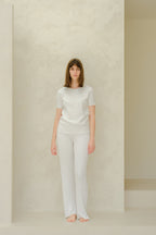 Pantaloni in cotone plissettato fine (3D-knit)