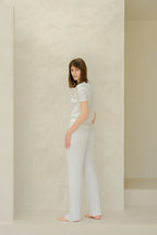 Pantaloni in cotone plissettato fine (3D-knit)
