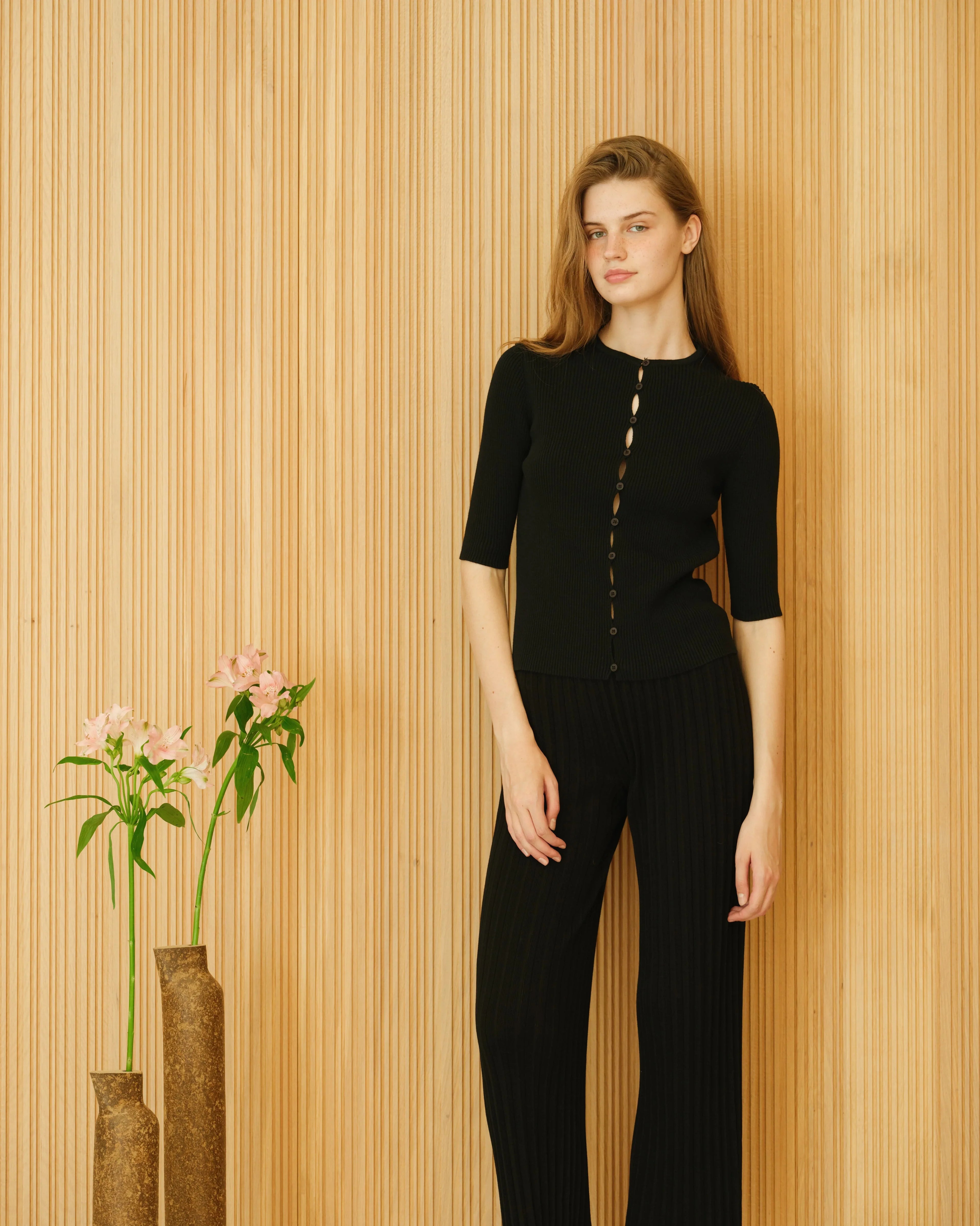 Cardigan Fine Cotton Ribbed - Nibe Clothing