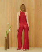 Pantaloni in cotone fine lavorati all’uncinetto a zig zag