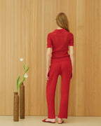 Pantaloni in cotone plissettato fine (3D-knit)