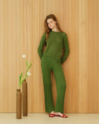 Fine pleated cotton trousers (3D-knit)