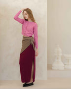 Cashmere Mix High-Waist Long Skirt With Side Slit (3D-knit)