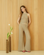 Fine cotton trousers crocheted in a zigzag pattern