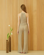 Pantaloni in cotone fine lavorati all’uncinetto a zig zag