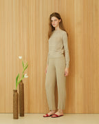 Pantaloni in cotone plissettato fine (3D-knit)