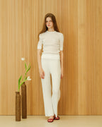 Fine pleated cotton trousers (3D-knit)