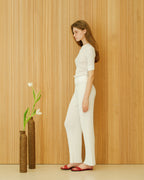 Pantaloni in cotone plissettato fine (3D-knit)