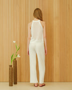 Pantaloni in cotone plissettato fine (3D-knit)