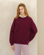 Maglia girocollo in misto cashmere a coste con spacchi laterali
