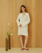 Vestito Fine Cotton Crochet Maxi Polo - Nibe Clothing